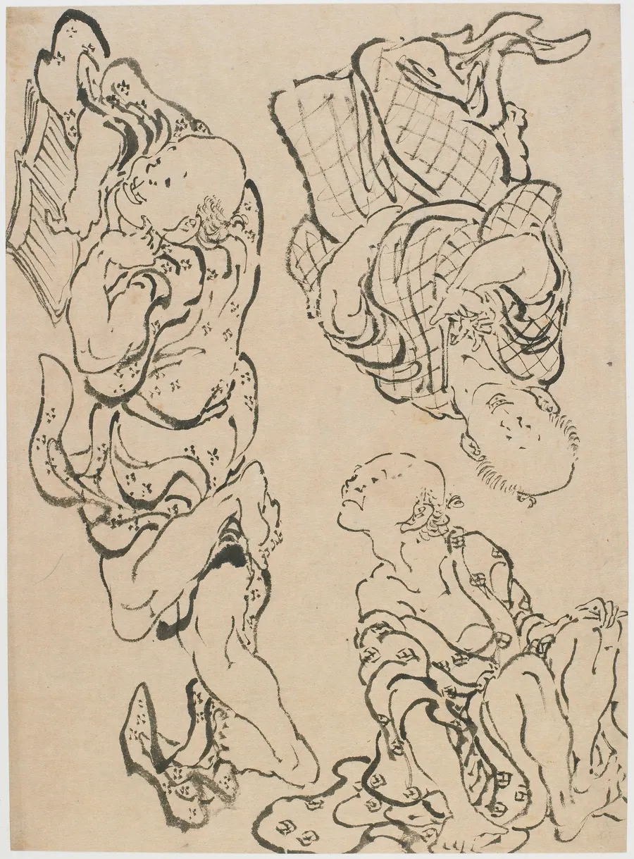 Three figures by Katsushika Hokusai 葛飾北斎 (1760-1849)