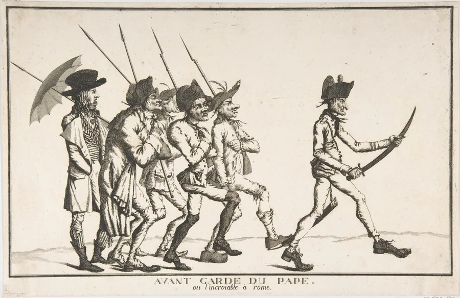 The Pope's Advance Guard or the "Incroyable" in Rome (Avant garde du pape, ou l'Incroyable à Rome) by Anonymous, French, 18th century