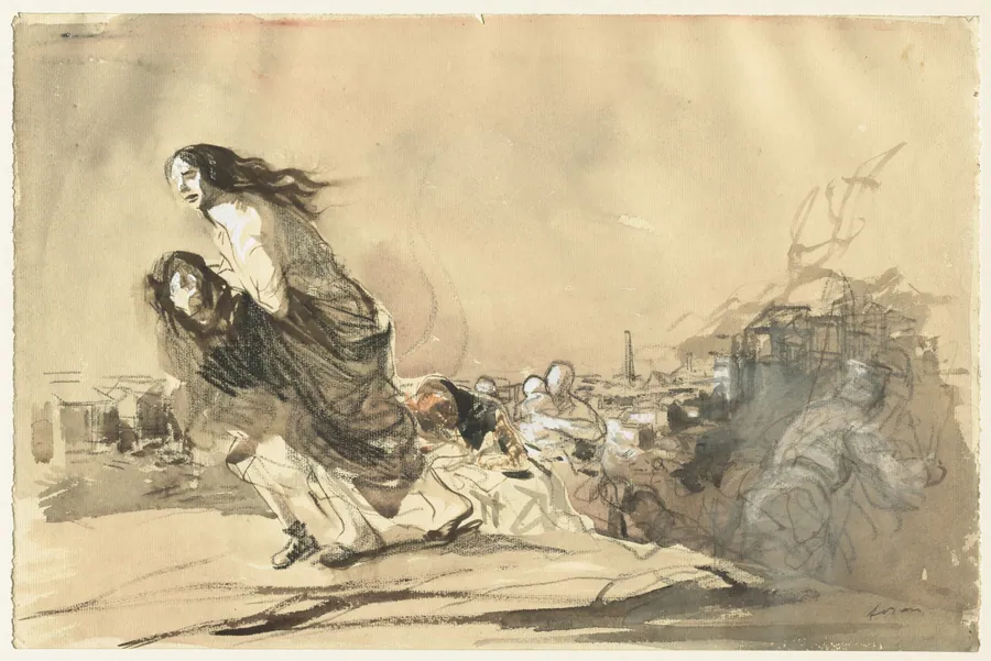 "The German troups received the formal order to spare private property" by Jean Louis Forain