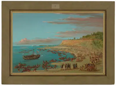 The Griffin Entering the Harbor at Mackinaw.  August 27, 1679