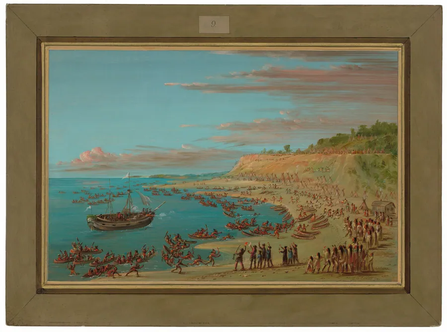 The Griffin Entering the Harbor at Mackinaw.  August 27, 1679 by George Catlin