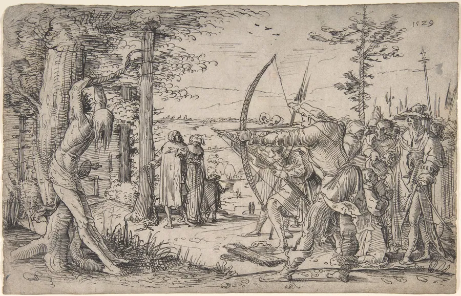 The King's Sons Shooting at Their Father's Corpse by Anonymous, German, 16th century