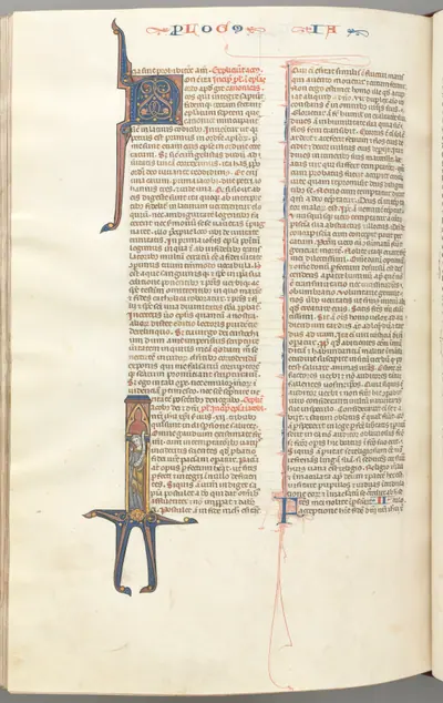 Fol. 476v, James, historiated initial I, James standing with a scroll