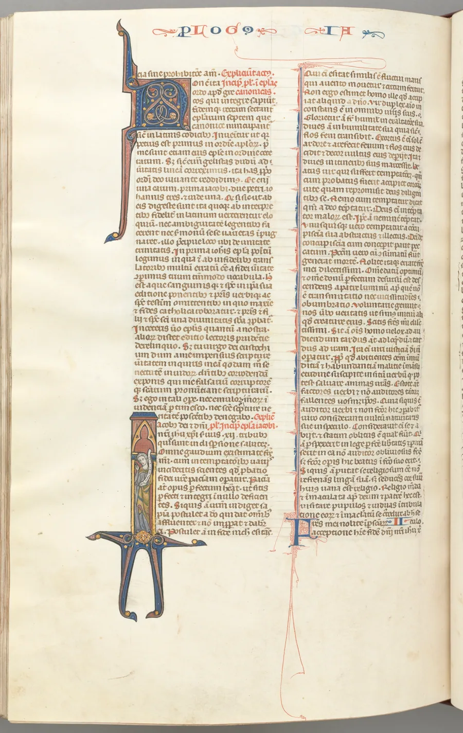 Fol. 476v, James, historiated initial I, James standing with a scroll