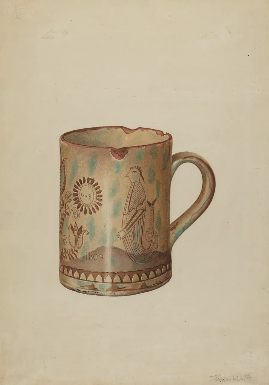 Pa. German Hildebrandt Mug by Thomas Watts