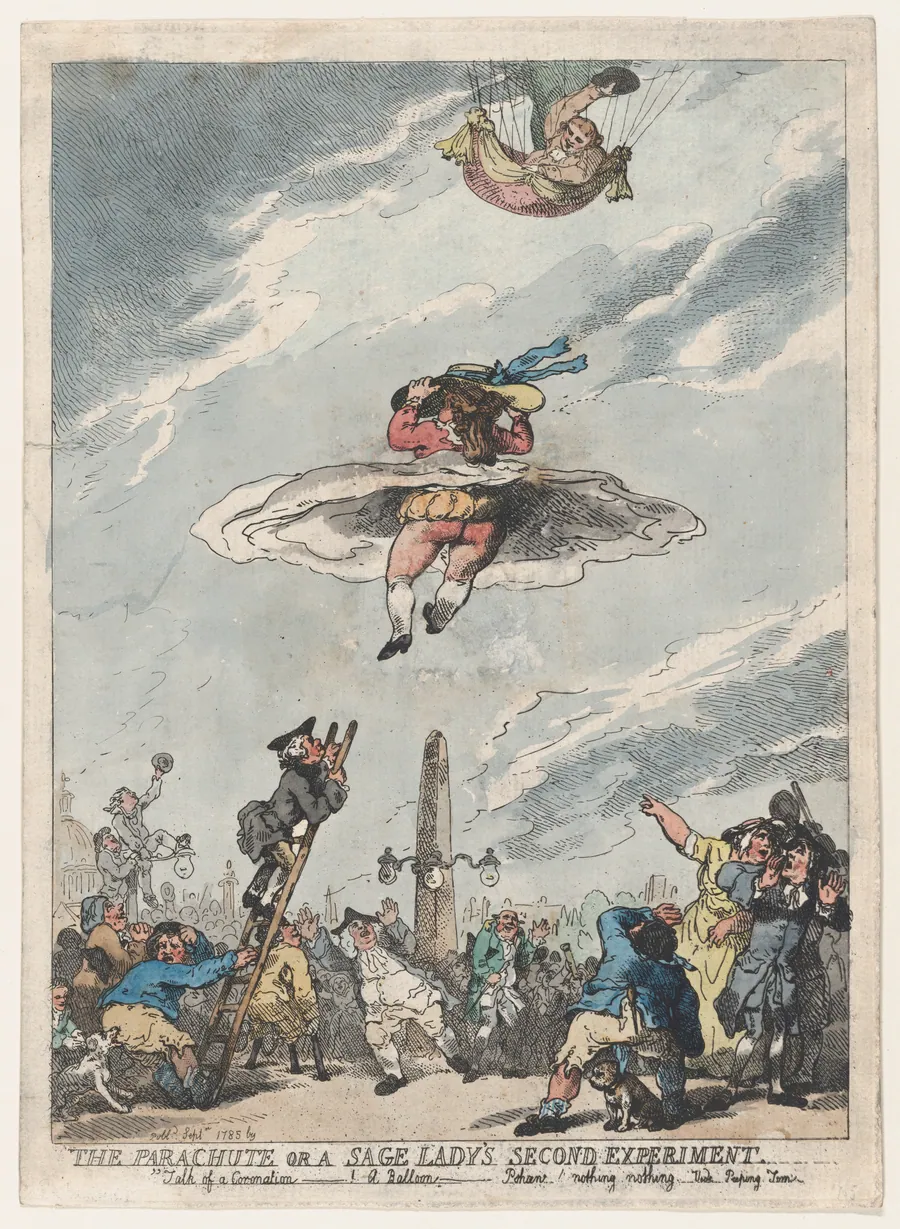 The Parachute or a Sage Lady's Second Experiment by Thomas Rowlandson