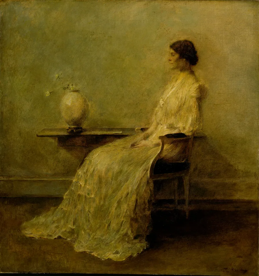 Lady in White (No. 2) by Thomas Wilmer Dewing, born Boston, MA 1851-died New York City 1938