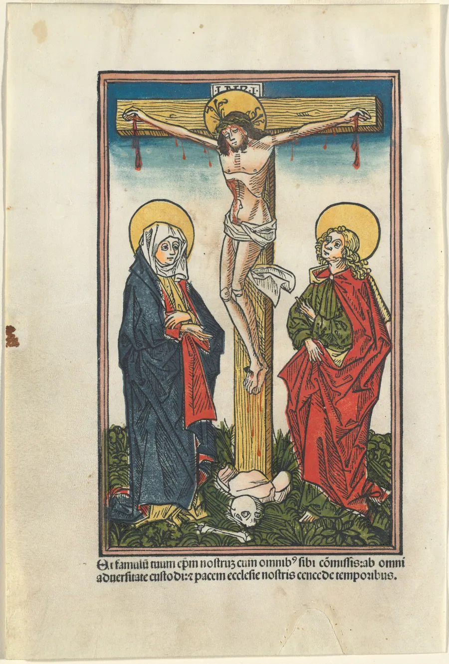 Christ on the Cross with the Virgin and Saint John by German 15th Century (Augsburg)