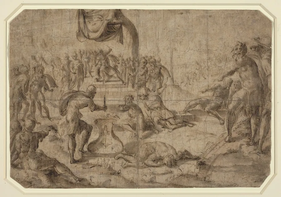 Sacrifice Scene (Gaius Mucius Scaevola?) by Netherlandish 16th Century