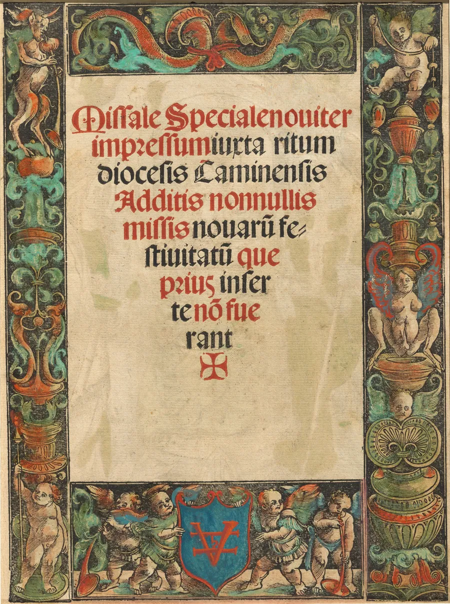 Title Page for a Missal,  with Satyr and Putti Border [verso] by Urs Graf I