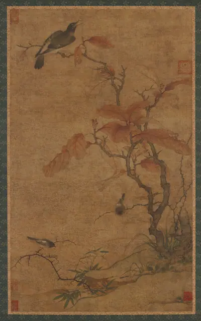 Autumn foliage and birds