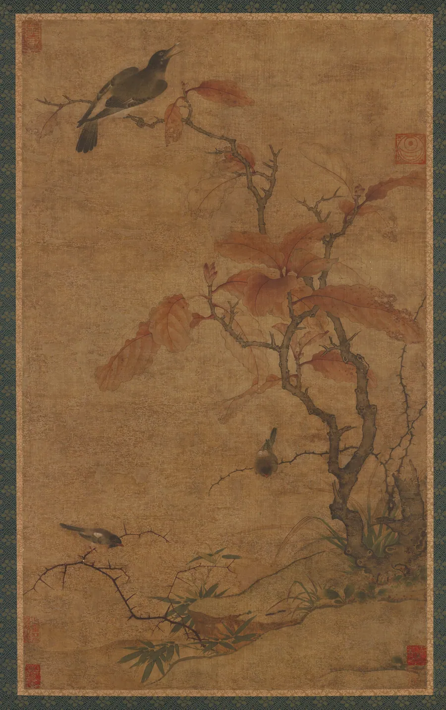 Autumn foliage and birds by Formerly attributed to Cui Bai (active mid- to late 11th century)