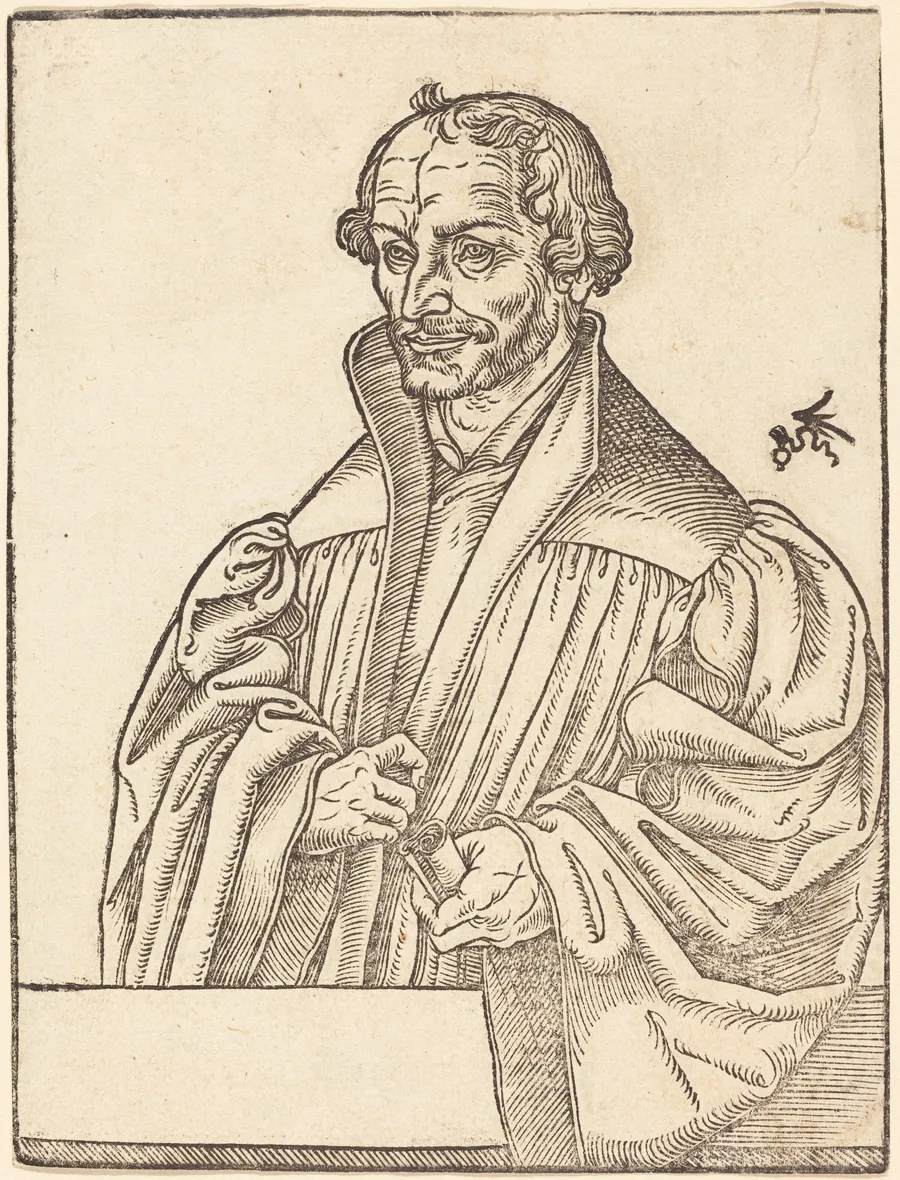 Philip Melanchton, Half-Length to the Left, Standing Behind a Breastwork by Lucas Cranach the Younger