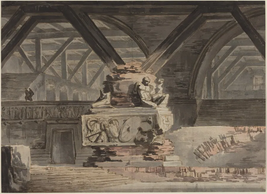 Stage Design: A Sepulchral Vault by Karl Friedrich Schinkel