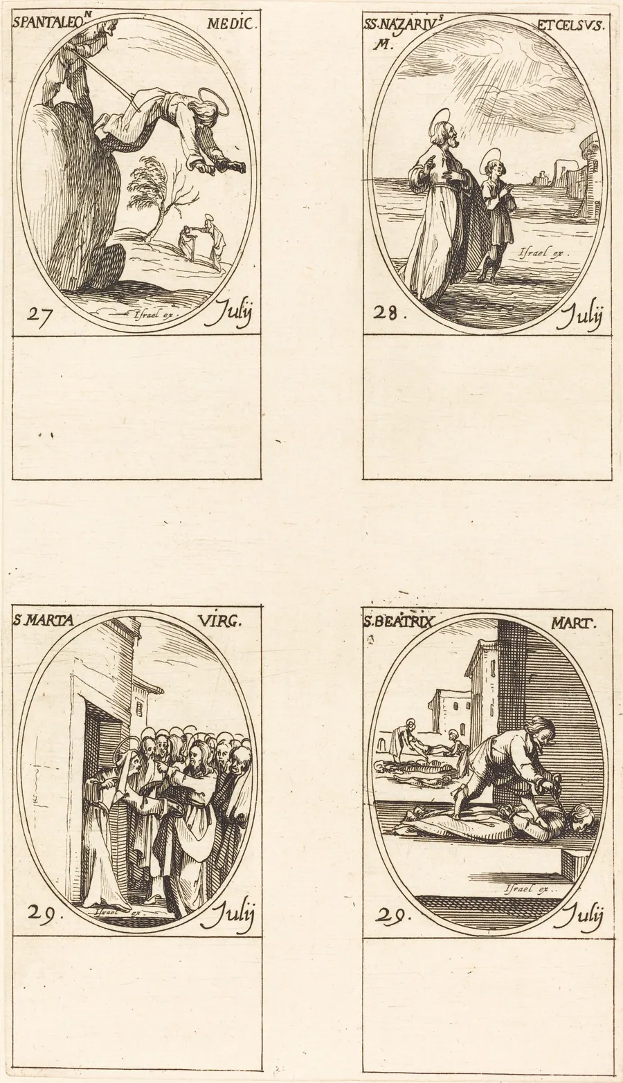 St. Pantaleon; Sts. Nazarius and Celsus; St. Martha; St. Beatrice by Jacques Callot