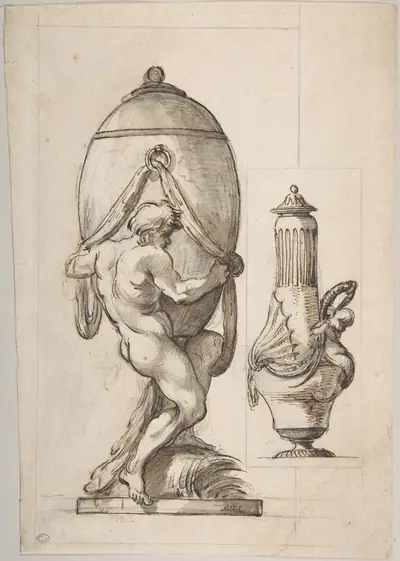 Two Designs for Vases (recto); Variant Design for a Vase (verso)