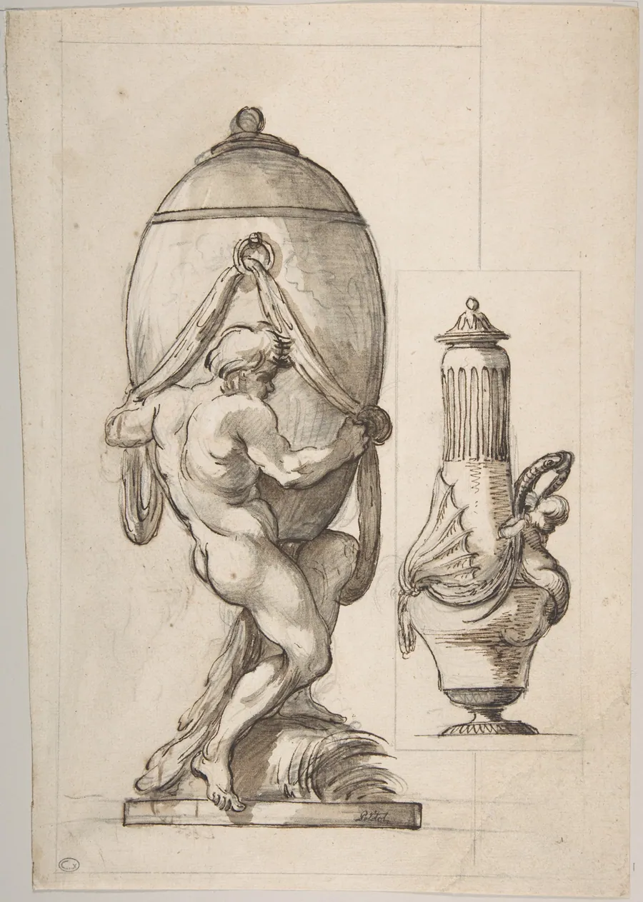 Two Designs for Vases (recto); Variant Design for a Vase (verso) by Ennemond Alexandre Petitot