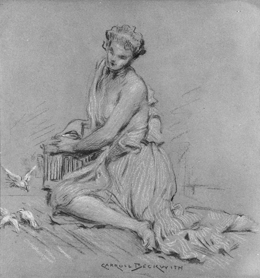 Seated Woman with Birds by J. Carroll Beckwith