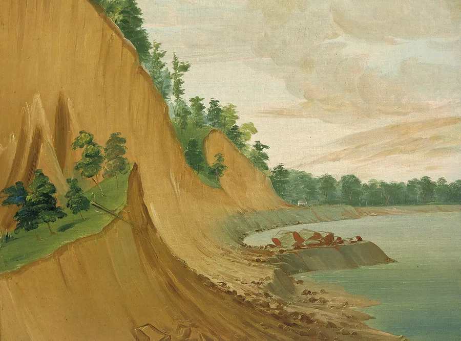 Cabane's Trading House, 930 Miles above St. Louis by George Catlin, born Wilkes-Barre, PA 1796-died Jersey City, NJ 1872