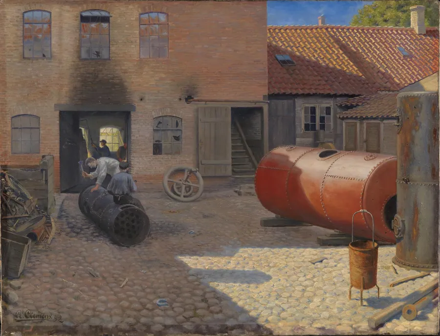 Gårdinteriør fra en maskinfabrik i en provinsby by G.A. Clemens