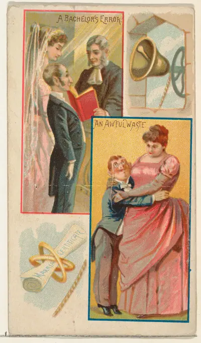A Bachelor's Error / An Awful Waste, from the Jokes series (N118) issued by Duke Sons & Co. to promote Honest Long Cut Tobacco