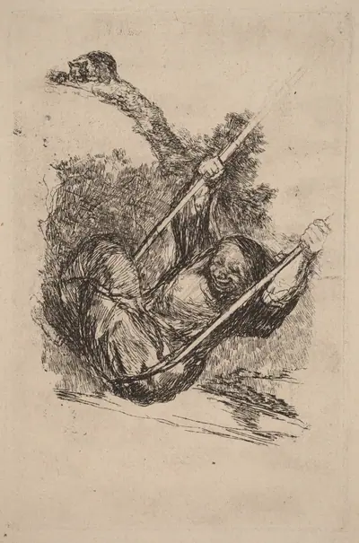 Old Woman on a Swing