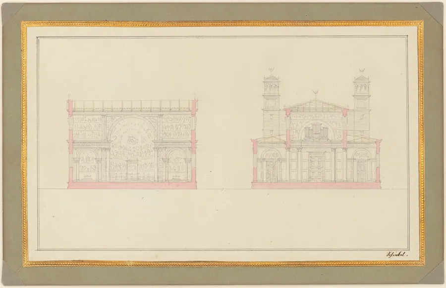 Section of the Crossing and the West End of a Cathedral for Berlin by Karl Friedrich Schinkel