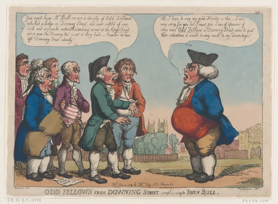 Odd Fellows from Downing Street Complaining to John Bull by Thomas Rowlandson