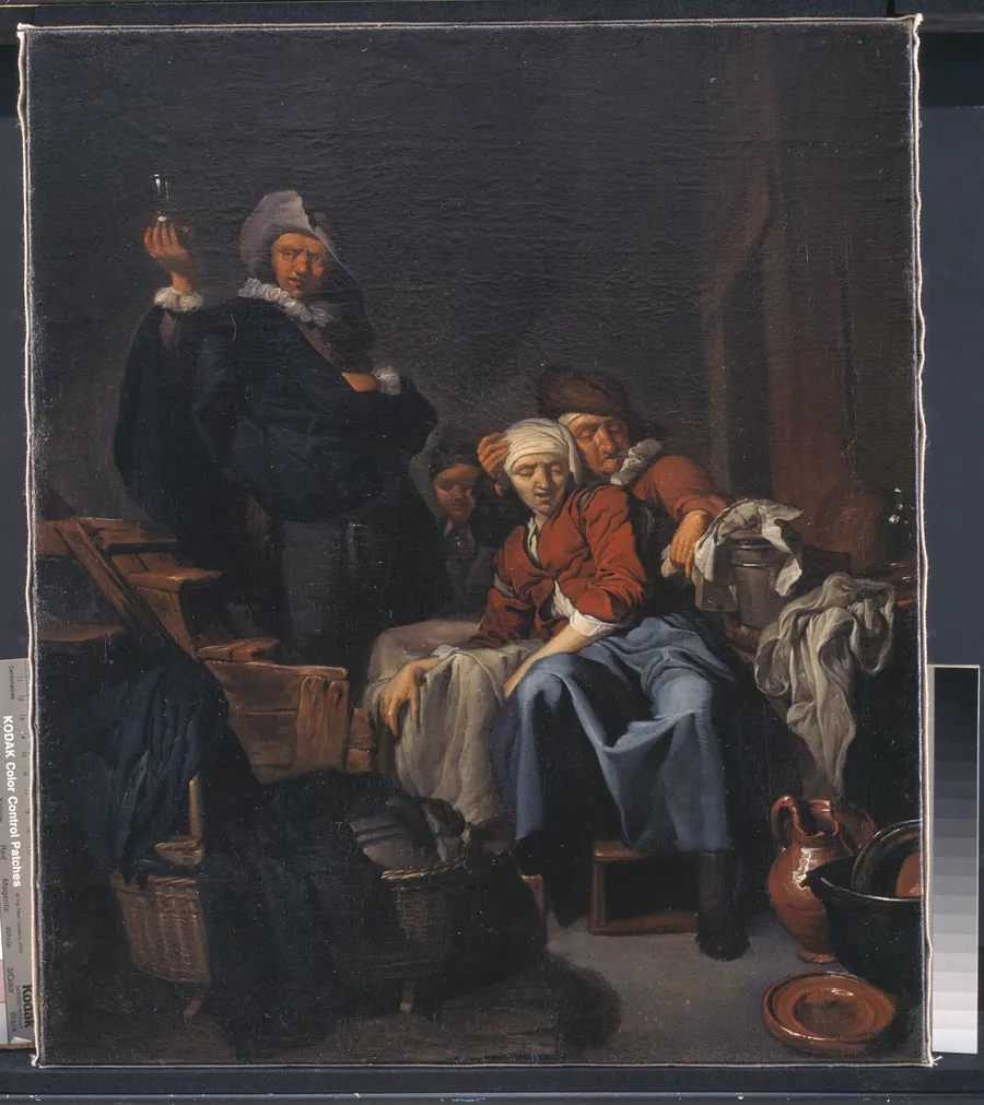 En syg bondekone by Cornelis Pietersz Bega