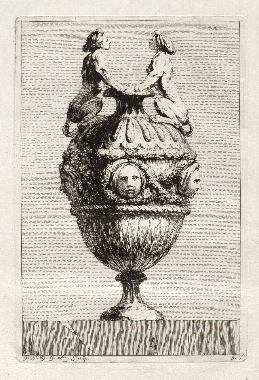 Suite of Vases:  Plate 5 by Jacques François Saly