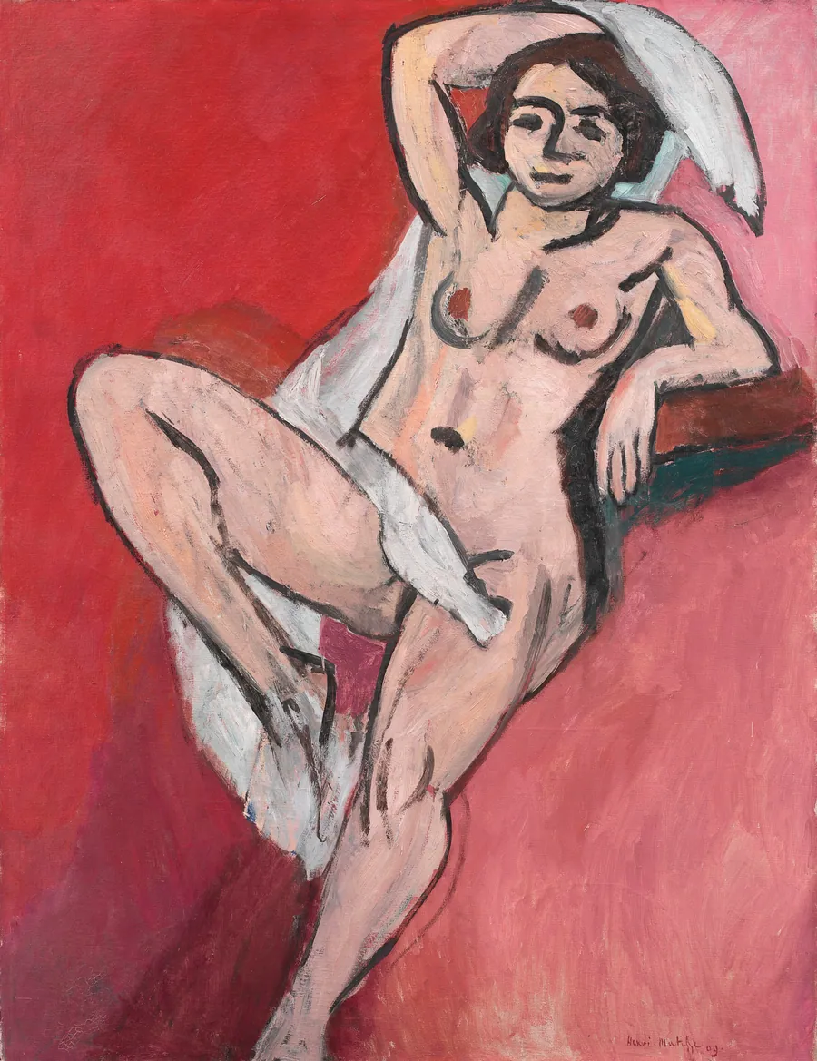 Nøgen kvinde med hvidt klæde by Henri Matisse