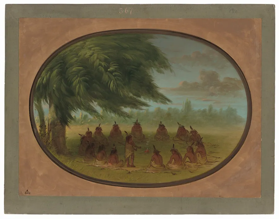 An Indian Council - Sioux by George Catlin