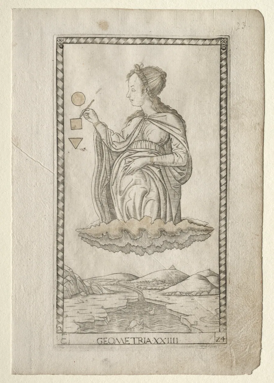 Geometry (from the Tarocchi, series C:  Liberal Arts, #24) by Master of the E-Series Tarocchi