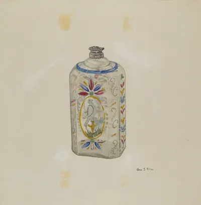 Decorated Glass Flask