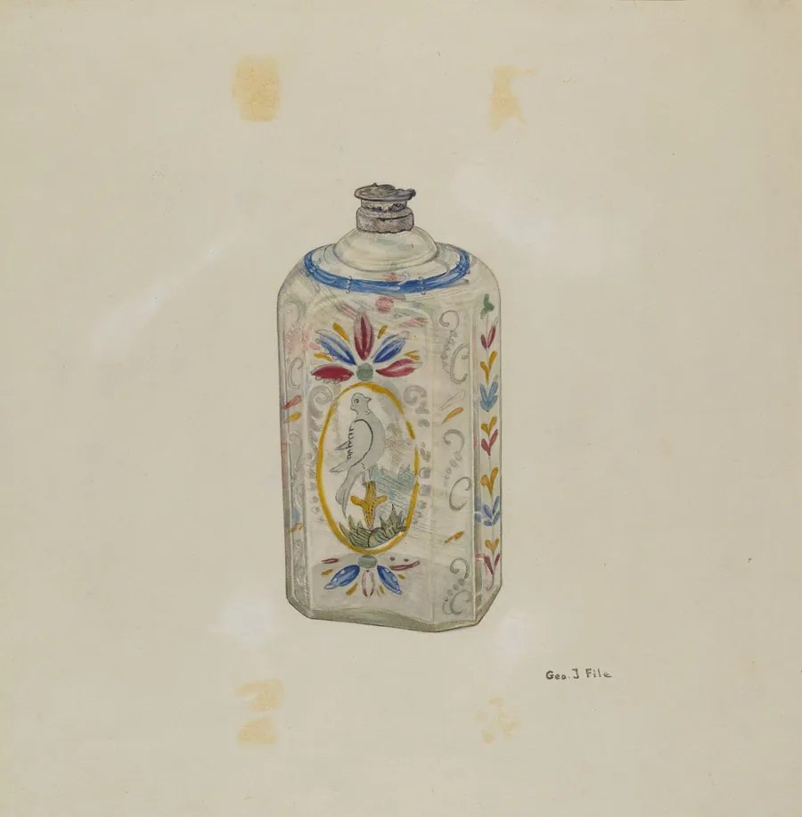 Decorated Glass Flask by George File