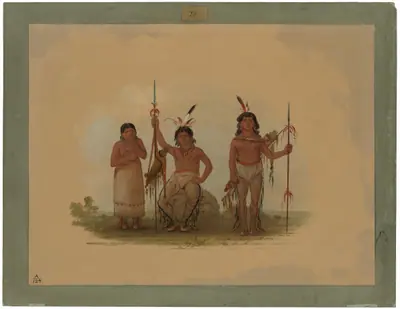 Two Arapaho Warriors and a Woman
