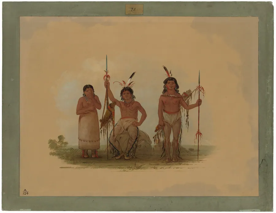 Two Arapaho Warriors and a Woman by George Catlin
