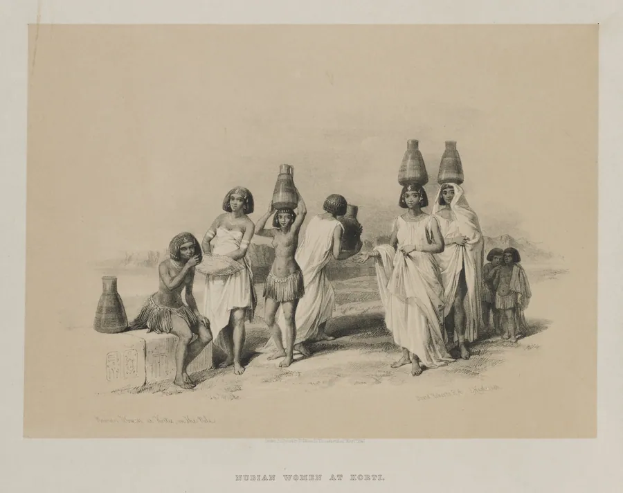 Egypt and Nubia, Volume I: Nubian Women at Kortie, on the Nile by Louis Haghe