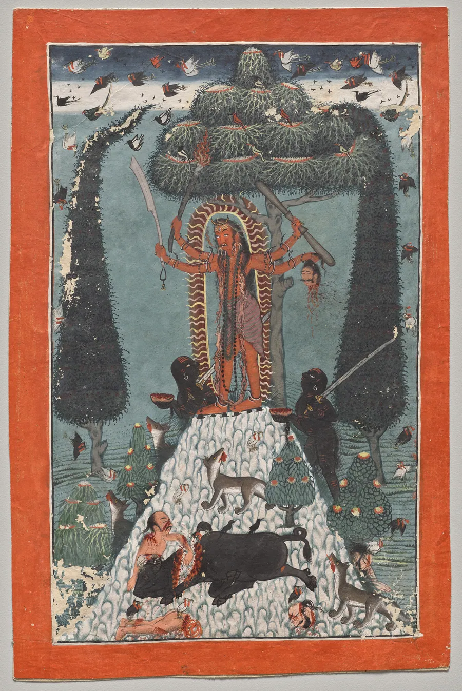 Goddess standing on a mountaintop by Master of the court of Mandi