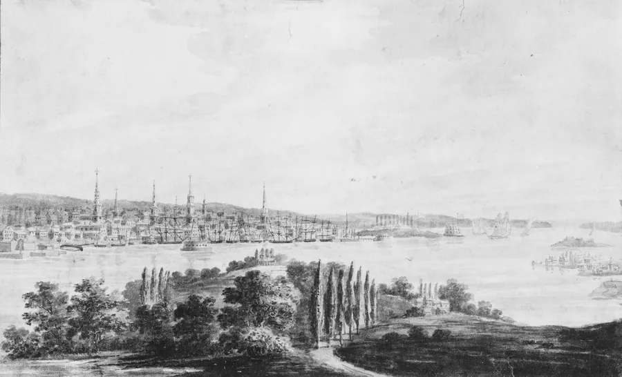 New York City and Harbor from Weehawken by Pavel Petrovich Svinin