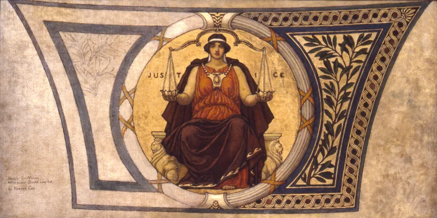 Study for Mosaic, Wisconsin State Capital, "Justice" by Kenyon Cox, born Warren, OH 1856-died New York City 1919
