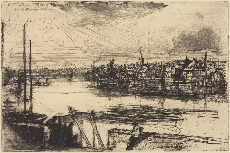 Old Chelsea, Out of Whistler's Window (Battersea Reach) by Francis Seymour Haden