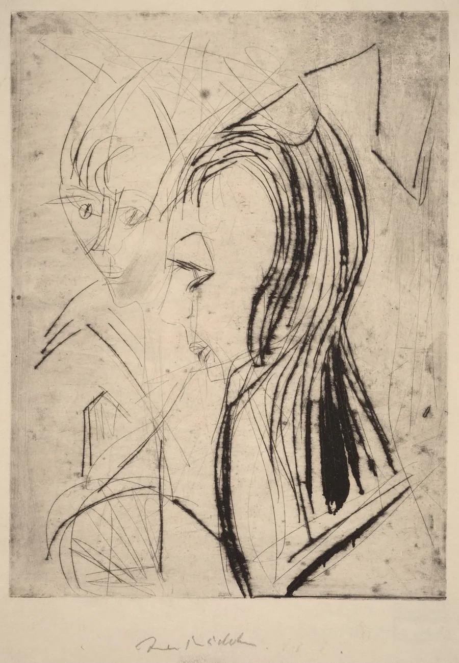 Heads of Two Girls by Ernst Ludwig Kirchner
