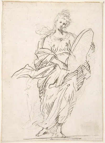 Standing Female Figure with Large Medallion