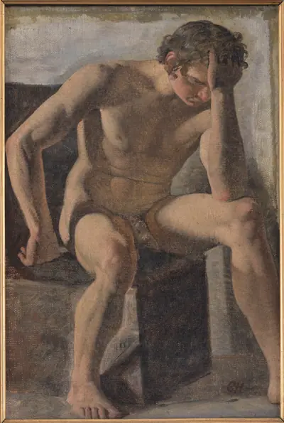 Siddende mandlig model