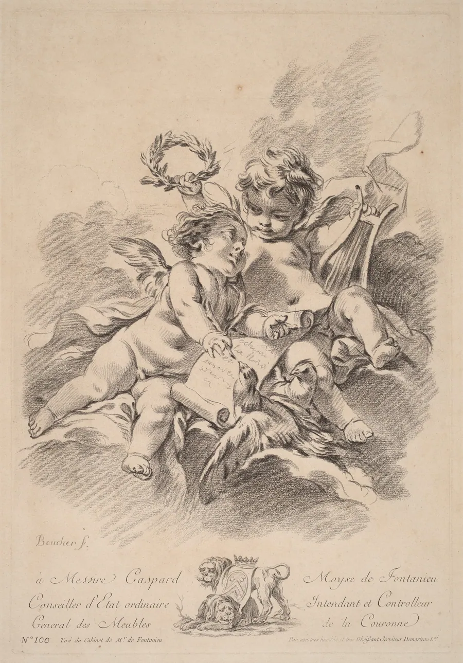 Allegory of Music with Two Cherubs and Doves (100) by Gilles Demarteau the Elder