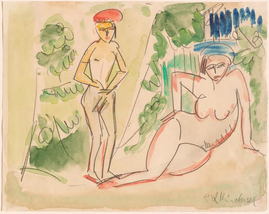 Two Bathers near the Woods by Ernst Ludwig Kirchner