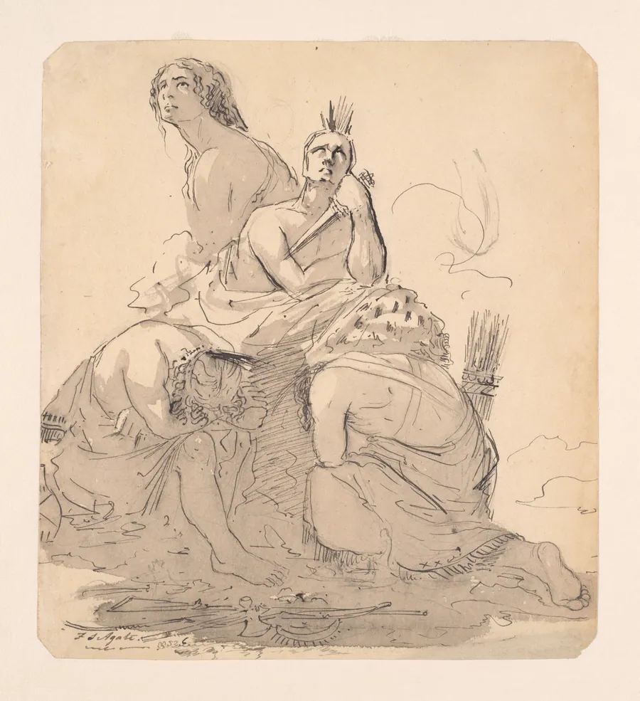 Indians Lamenting the Approach of the White Man (from McGuire Scrapbook) by Frederick Stiles Agate