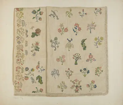 Crewel Embroidered Bedspread