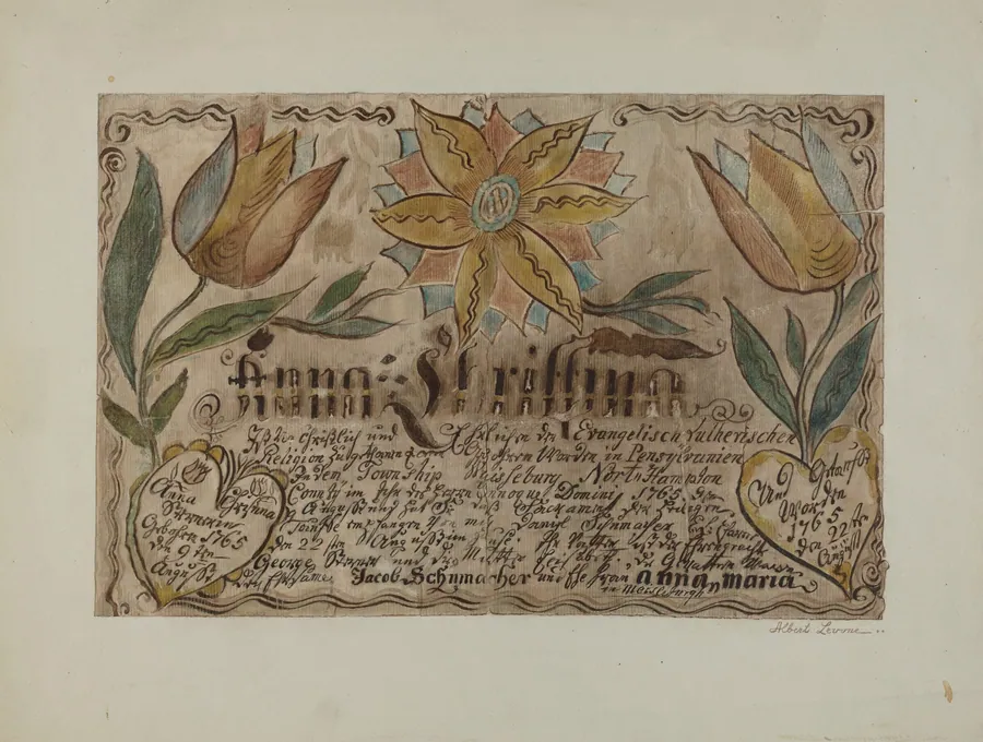 Pa. German Birth Certificate by Albert Levone